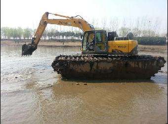 河道清淤水上打桩挖掘机出租服务